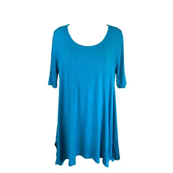 Soft Surroundings  Tunic  Blue S Relaxed Classic A-Line Scoop Neck Boho Minimali - Picture 2 of 8